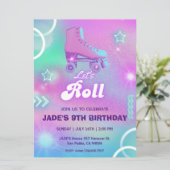 Pastel Neon Roller Schaatsen Verjaardagsfeest Kaart (Staand voorkant)
