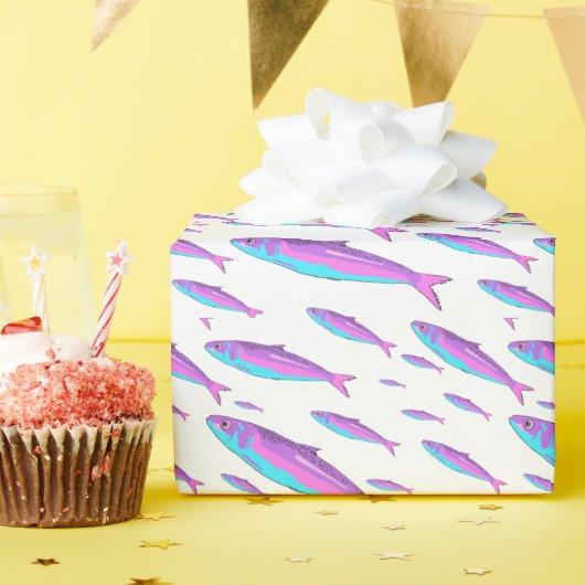 Pastel Neon Sardines Cadeaupapier (Verjaardagsfeest)