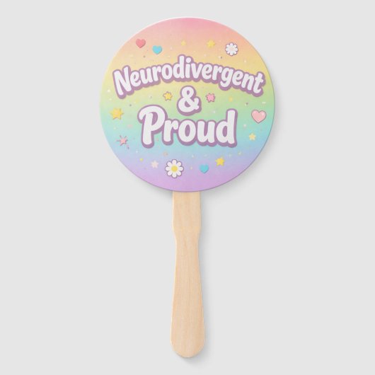 Pastel Neurodivergent & Proud Party Fan Handwaaier (Voorkant)