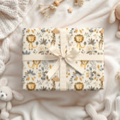 Pastel Neutral Boy Zoo Dieren Inpakpapier Vel