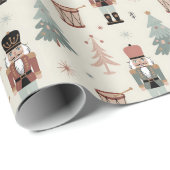 Pastel Neutral Nutcracker Christmas Pattern Cadeaupapier (Rol Hoek)