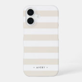 Pastel Neutrale Stripe Aangepast iPhone 16 Hoesje (Achterkant)