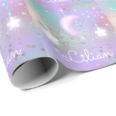 Pastel night sky ggloing moon sterren cadeaupapier (Rol Hoek)