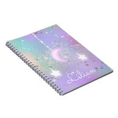 Pastel night sky ggloing moon sterren notitieboek (Rechterzijde)