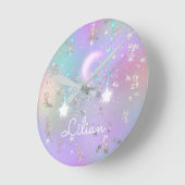 Pastel night sky glanzend maansterren glitter scha ronde klok (Hoek)