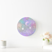 Pastel night sky glanzend maansterren glitter scha ronde klok (Huis)