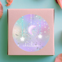 Pastel night sky glanzend maansterren glitter scha
