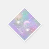 Pastel night sky glanzend maansterren glitter scha servet (Hoek)