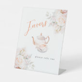 Pastel Nlooms Bruids Thee Feest Favoren Reclamebord Met Voetstuk (Voorkant)