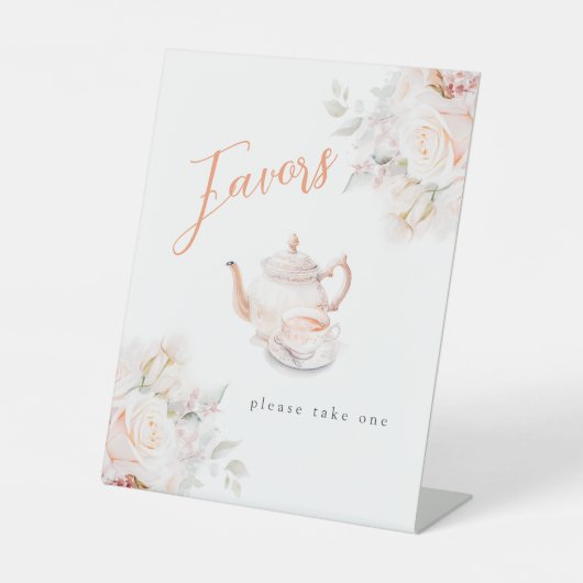 Pastel Nlooms Bruids Thee Feest Favoren Reclamebord Met Voetstuk (Voorkant)