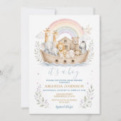 Pastel Noach's Ark babyshower uitnodiging (Voorkant)