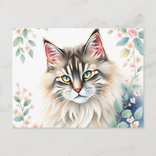 Pastel Noorse bos kat portret omringd Briefkaart