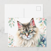 Pastel Noorse bos kat portret omringd Briefkaart (Voorkant / Achterkant)