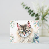 Pastel Noorse bos kat portret omringd Briefkaart (Staand voorkant)