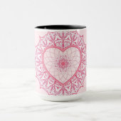 Pastel Nostalgie Roze Hart Mandala Esthetiek Mok (Midden)
