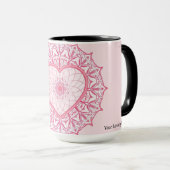 Pastel Nostalgie Roze Hart Mandala Esthetiek Mok (Voorkant rechts)