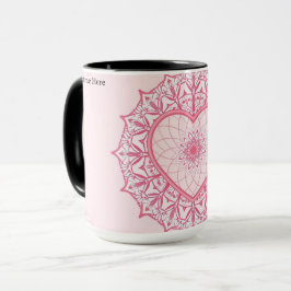 Pastel Nostalgie Roze Hart Mandala Esthetiek Mok