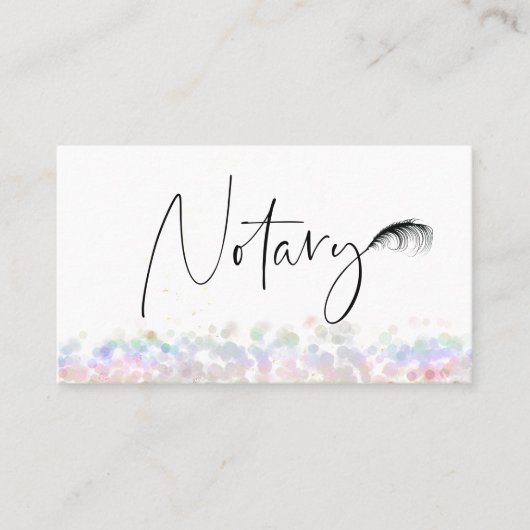 *~* Pastel NOTARY FOTO Pen Feather Signaleringsmid Visitekaartje (Voorkant)