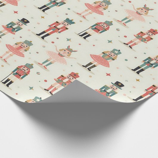 Pastel notenkrakers en ballerina's cadeaupapier (Hoek)