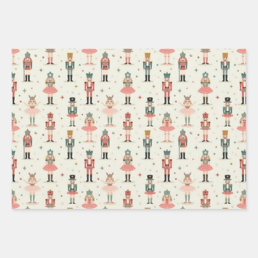 Pastel notenkrakers en ballerina's inpakpapier vel (Voorkant)