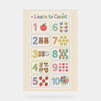 Pastel Numbers 1–10 Poster for Kids