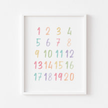 Pastel Nummers Educatief poster