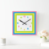 Pastel Nursery Clock Vierkante Klok (Huis)