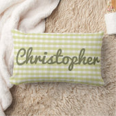Pastel Nursery Green Gingham met naam Kussen (Deken)