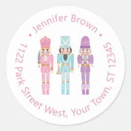 Pastel Nutcracker Ballet kerstretour Adres Ronde Sticker