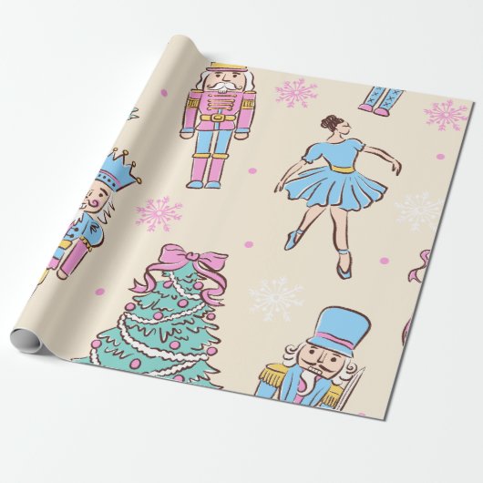 Pastel Nutcracker Christmas Cadeaupapier (Uitgerold)