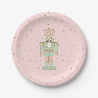 "Pastel Nutcracker Party Plate – Whimsical Holiday Papieren Bordje