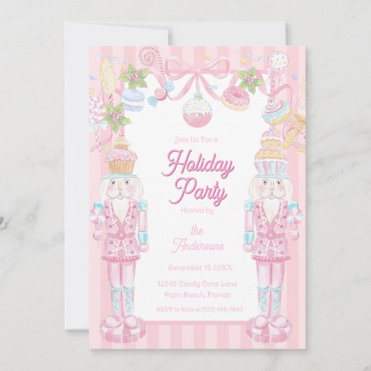Pastel Nutcracker Sweet Holiday Treats Party Kaart (Voorkant)