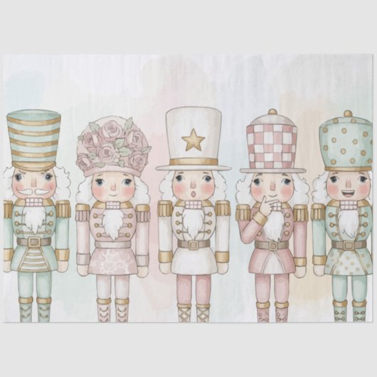 Pastel Nutcracker Toy Collection Watercolor Tissuepapier (Voorkant)