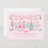 Pastel Nutkraker Ballet Roze kerstBriefkaart Briefkaart (Voorkant / Achterkant)