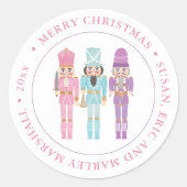 Pastel Nutkraker Ballet Soldaten Vrolijk kerstfees Ronde Sticker (Voorkant)