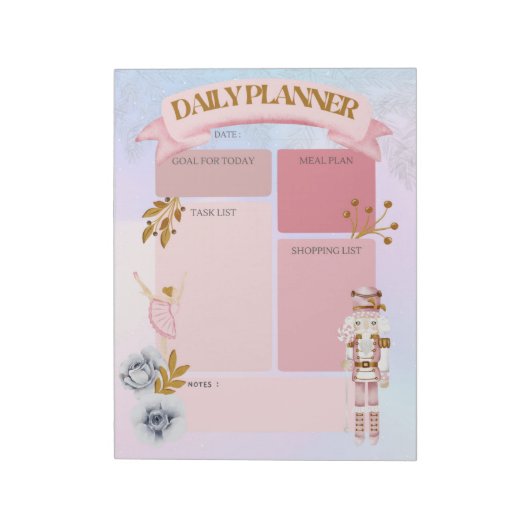 Pastel Nutkraker Daily Planner Notitieblok (Linkerzijde)
