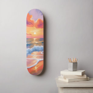 Pastel Oceaan Zonsondergang   Kleurrijke Strand Sc Persoonlijk Skateboard