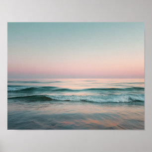 Pastel Oceaangolven Muurkunst Rustig Zee Landsch Poster