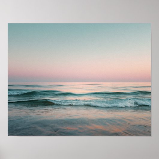 Pastel Oceaangolven Muurkunst | Rustig Zee Landsch Poster (Voorkant)