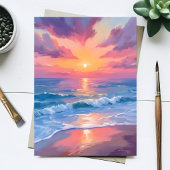 Pastel Oceaans Watercolor Strandgolven Schilderen 
