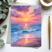 Pastel Oceaans Watercolor Strandgolven Schilderen 
