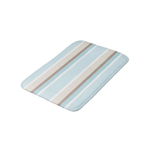 Pastel Ocean Blue beige Brown White Stripe Patroon Badmat