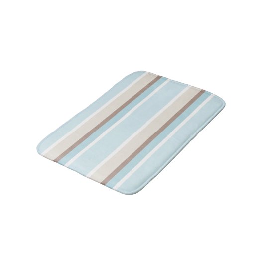 Pastel Ocean Blue beige Brown White Stripe Patroon Badmat (Gekanteld)