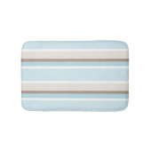 Pastel Ocean Blue beige Brown White Stripe Patroon Badmat (Voorkant)