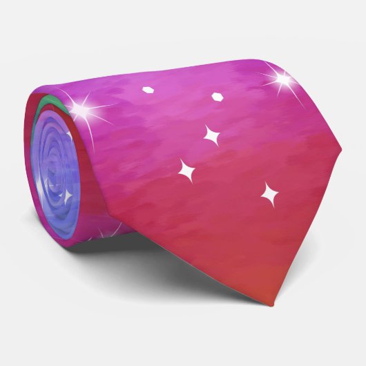 Pastel Ocean Impressionist Rainbow Sparkle Stropdas (Opgerold)