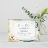 Pastel Ocean Sand dollar Bruiloft Save the Date Kaart (Staand voorkant)