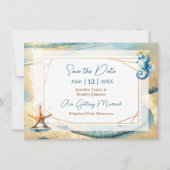 Pastel Ocean Sand dollar Bruiloft Save the Date Kaart (Voorkant)
