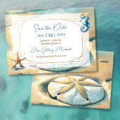 Pastel Ocean Sand dollar Bruiloft Save the Date Kaart