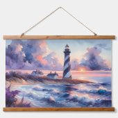 Pastel Ocean Skies met vuurtoren bij zonsondergang Hangend Wandkleed (Voorkant 2)