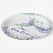 Pastel Ocean Sparkle Mermaid Tail Girl Papieren Bordje (Gekanteld)